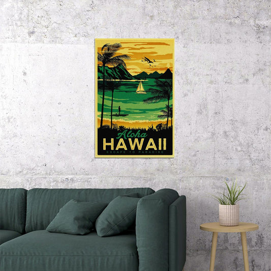 Aloha Hawaii Famous Tourist Landscape Poster Wall Art Print Home Wall Decor - xonomax