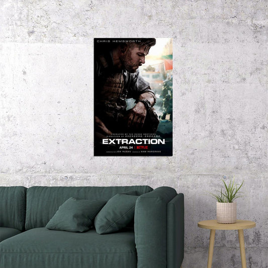 Extraction Movie Action Thriller Poster Wall Art Print Home Wall Decor - xonomax
