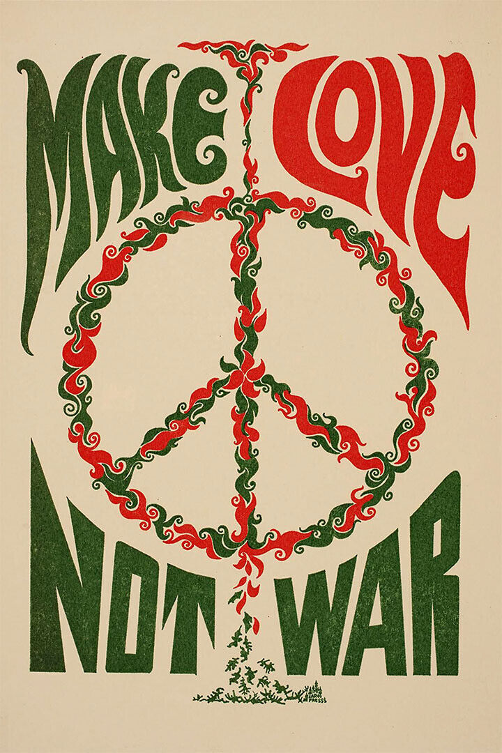 Make Love Not War Usa 1967 Classic Slogan Poster Wall Art Print Home Wall Decor