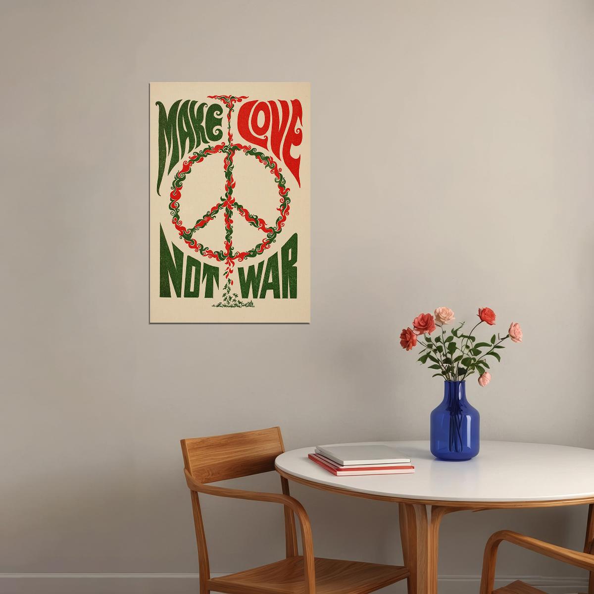 Make Love Not War Usa 1967 Classic Slogan Poster Wall Art Print Home Wall Decor