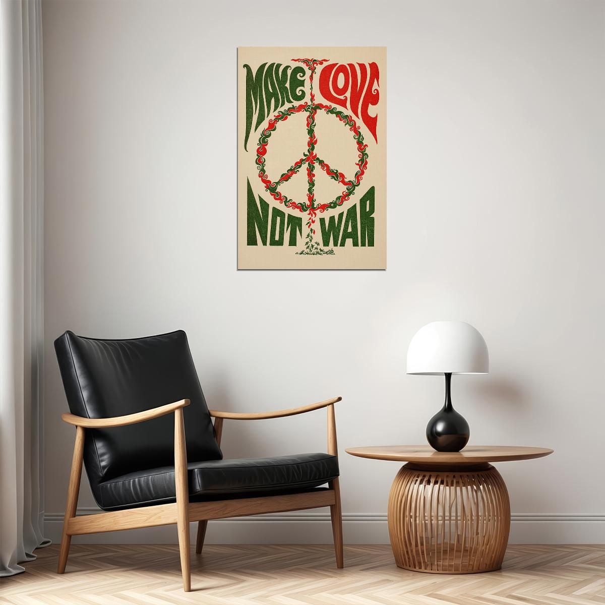 Make Love Not War Usa 1967 Classic Slogan Poster Wall Art Print Home Wall Decor