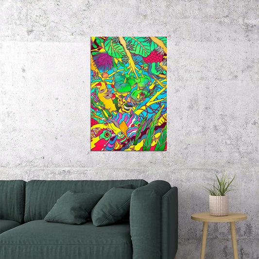 Psychedelic Trippy Visual Abstract Modern Poster Wall Art Print Home Wall Decor - xonomax