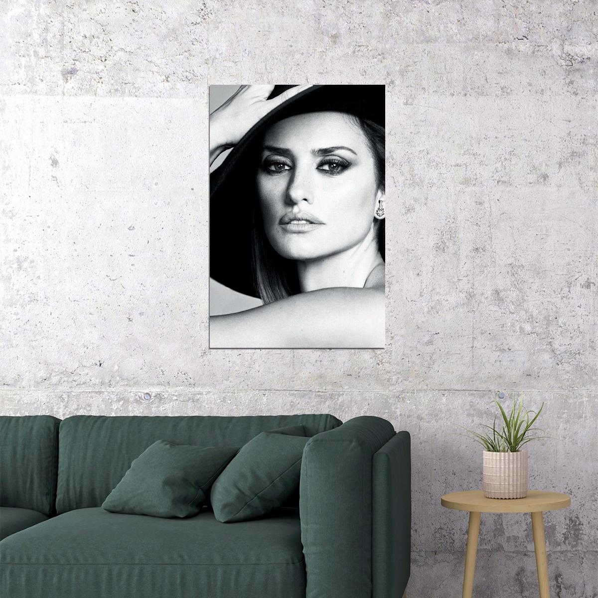 Penelope Cruz Spanish Model Black White Poster Wall Art Print Home Wall Decor
