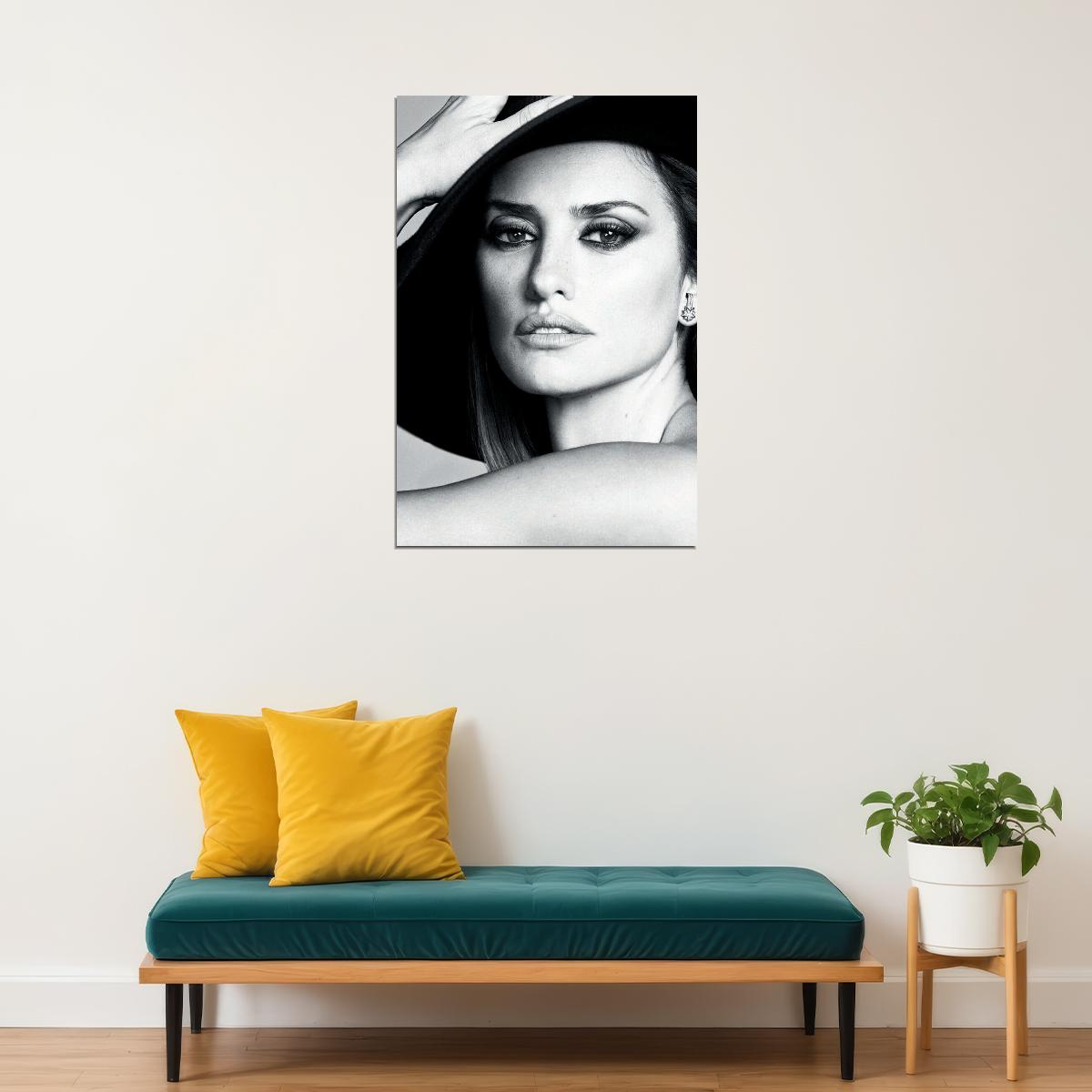 Penelope Cruz Spanish Model Black White Poster Wall Art Print Home Wall Decor