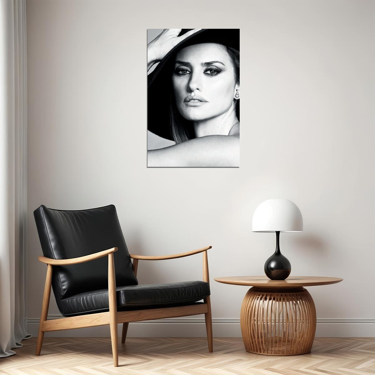 Penelope Cruz Spanish Model Black White Poster Wall Art Print Home Wall Decor