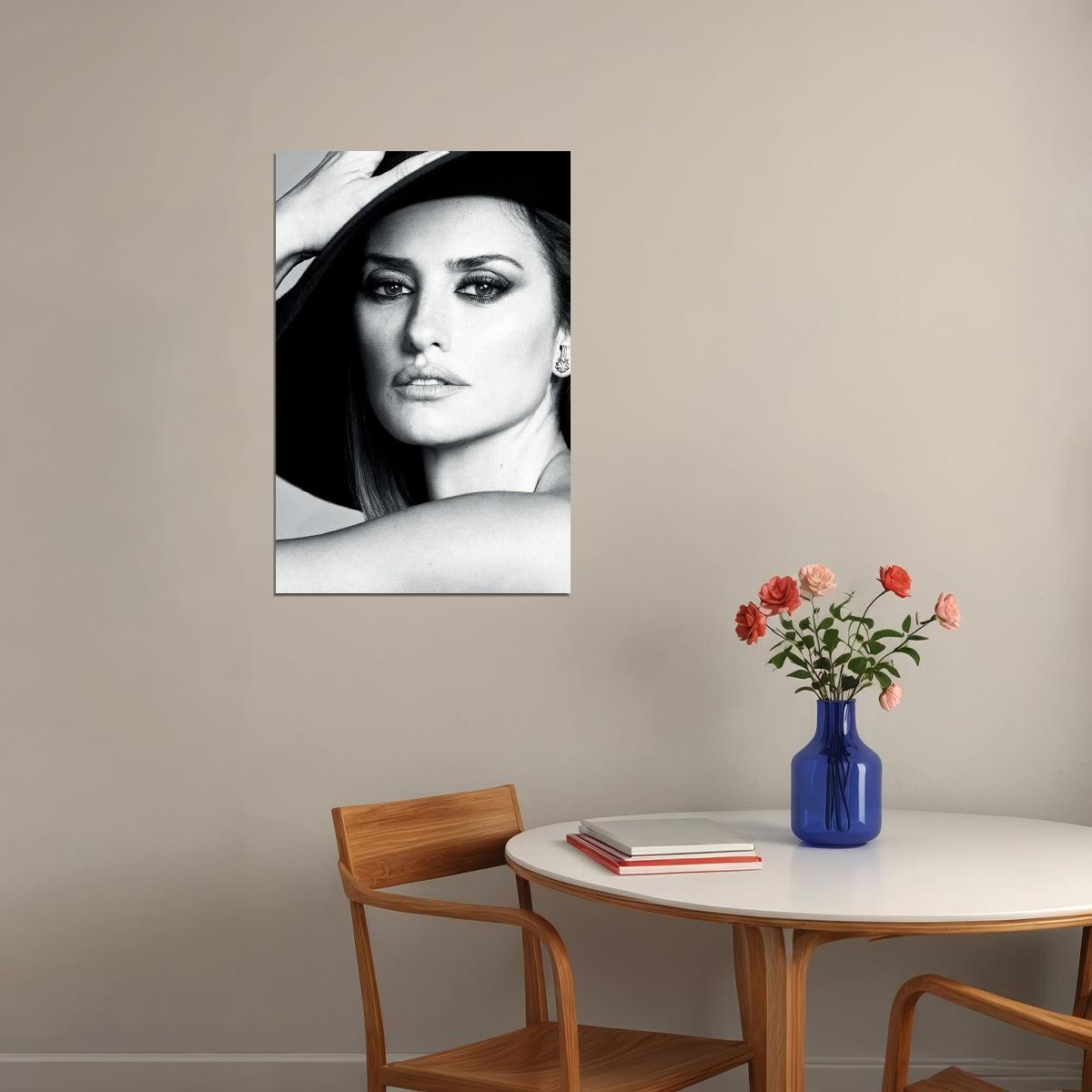 Penelope Cruz Spanish Model Black White Poster Wall Art Print Home Wall Decor