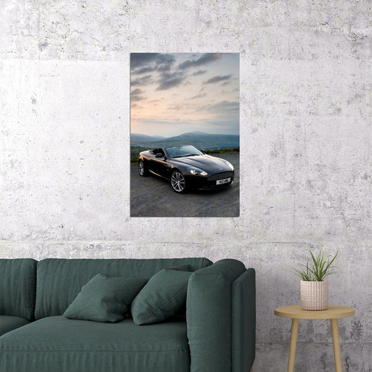 Aston Martin Db9 Black Sport Cars Landscape Poster Wall Art Print Home Wall Decor - xonomax