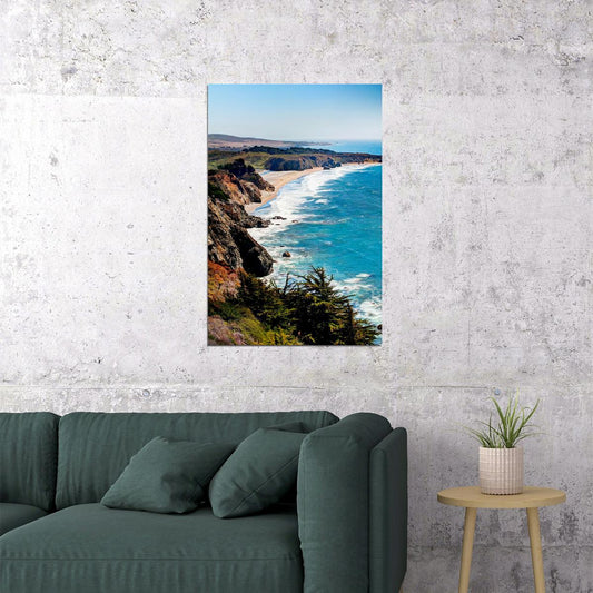 Big Sur Coastline Sea Monutains Landscape Poster Wall Art Print Home Wall Decor - xonomax