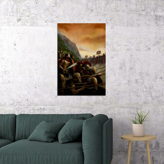 Ancient Battlefield Of Thermopylae Drawing Poster Wall Art Print Home Wall Decor - xonomax