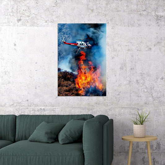 Bomber Over Forest Fire Vintage Poster Wall Art Print Home Wall Decor - xonomax