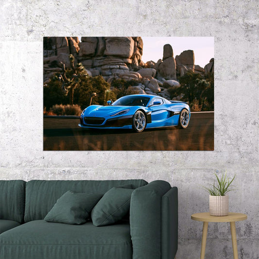 Rimac C Two California Edition Racing Car Poster Wall Art Print Home Wall Decor - xonomax