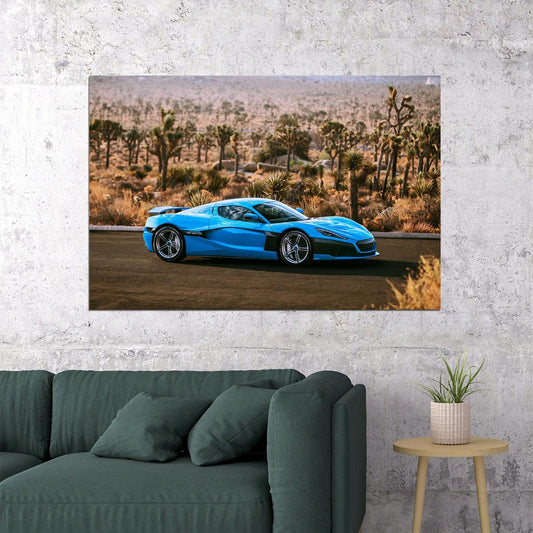 Rimac C Two California Racing Car Sports Car Poster Wall Art Print Home Wall Decor - xonomax