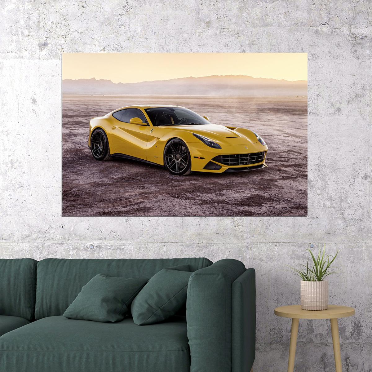 Ferrada Sema Yellow Ferrari F12 Luxury Car Poster Wall Art Print Home Wall Decor