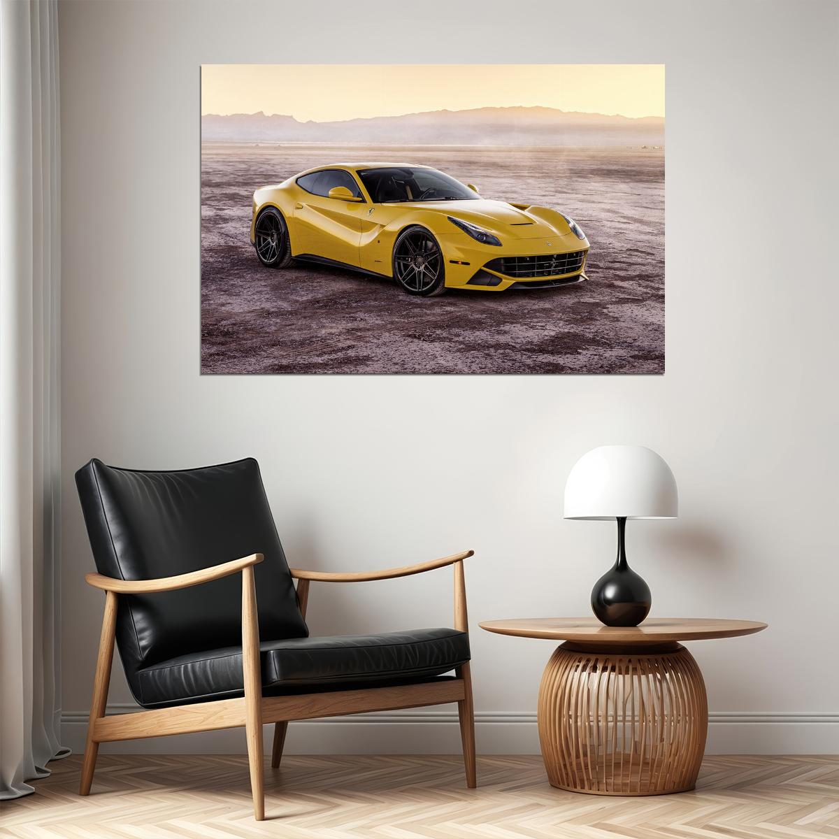 Ferrada Sema Yellow Ferrari F12 Luxury Car Poster Wall Art Print Home Wall Decor