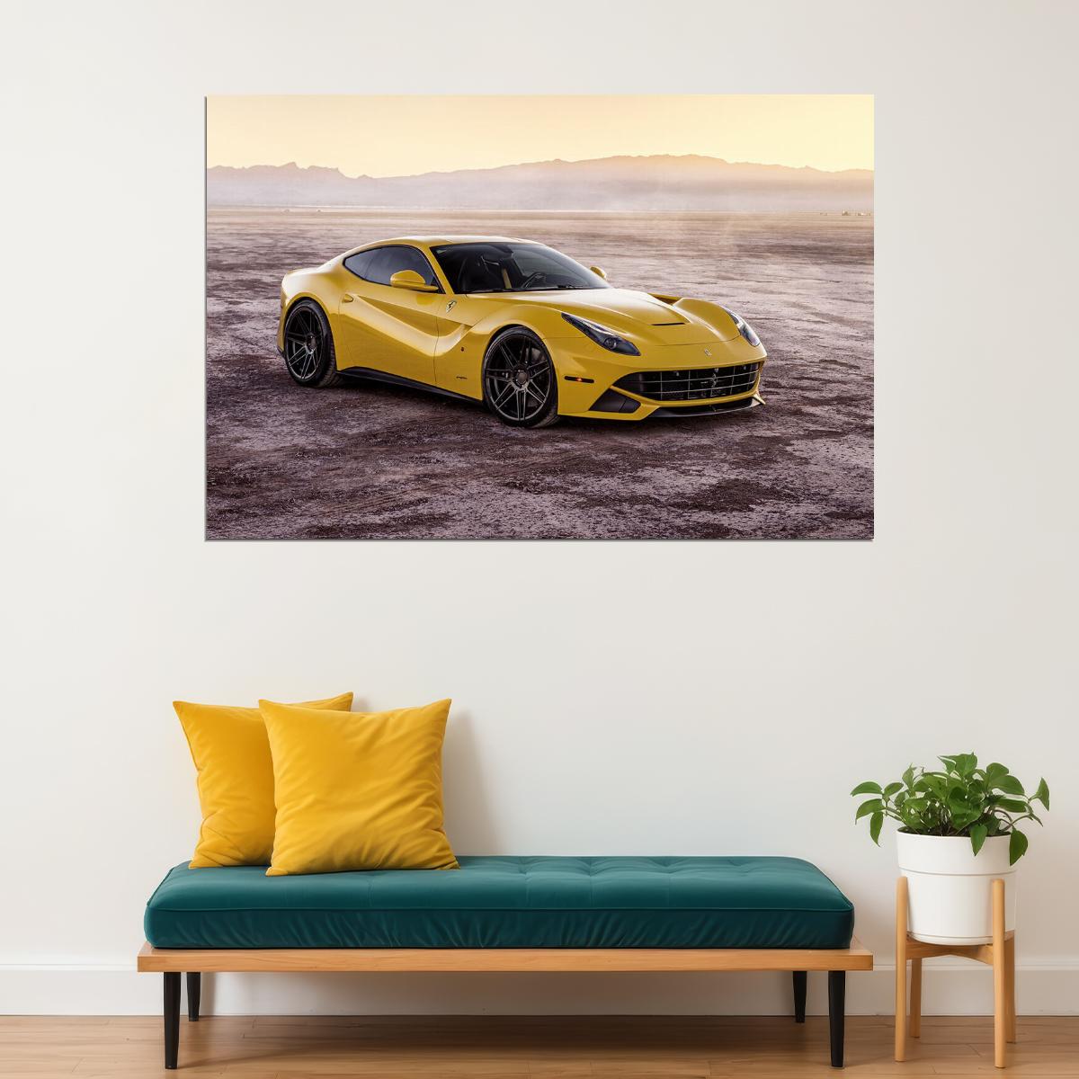 Ferrada Sema Yellow Ferrari F12 Luxury Car Poster Wall Art Print Home Wall Decor