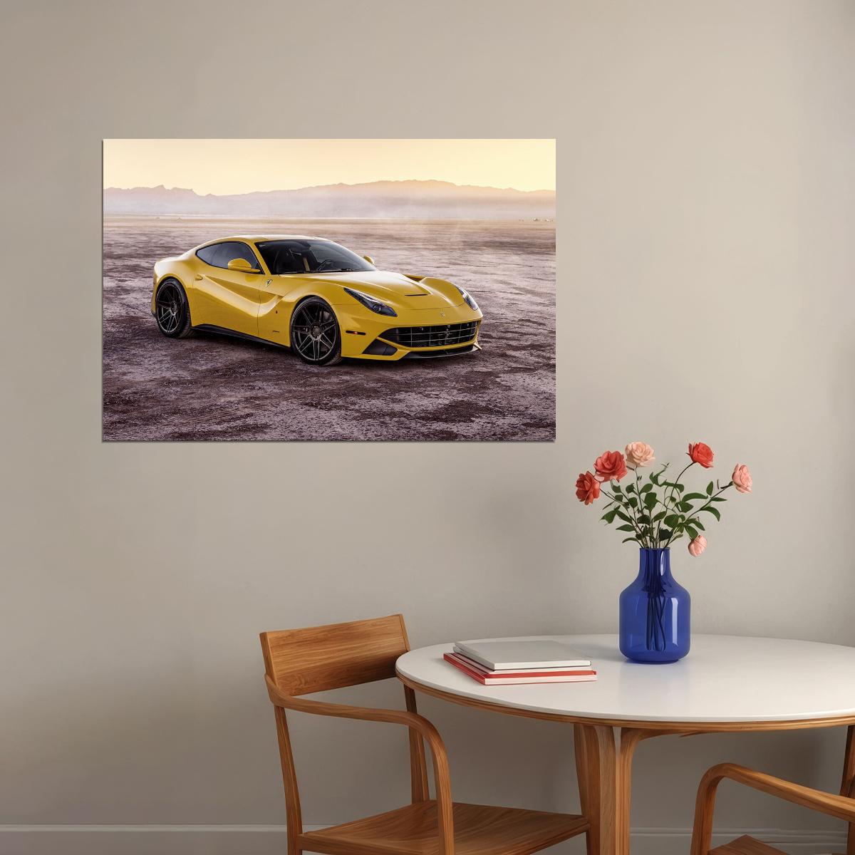 Ferrada Sema Yellow Ferrari F12 Luxury Car Poster Wall Art Print Home Wall Decor