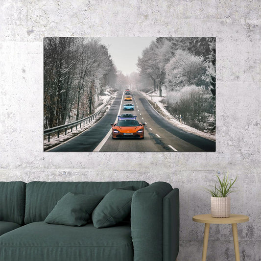 Mclaren Fleet In Switzerland Sports Car Auto Poster Wall Art Print Home Wall Decor - xonomax