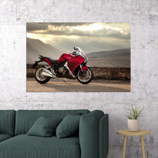 Honda Vfr Red Motorcycle Sports Motorcycle Poster Wall Art Print Home Wall Decor - xonomax