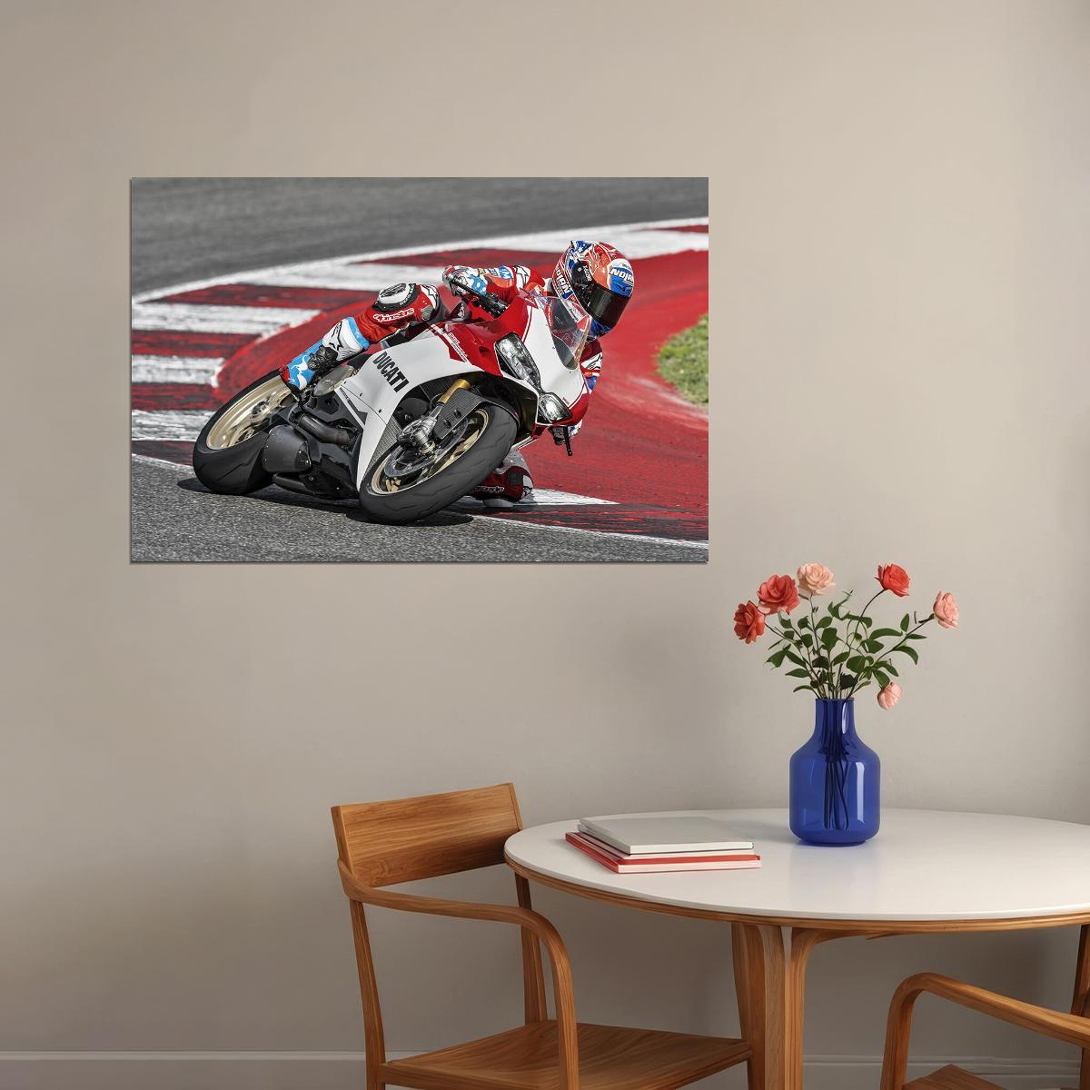 Ducati 1299 Racing Motorcycle Speed Cornering Poster Wall Art Print Home Wall Decor - xonomax