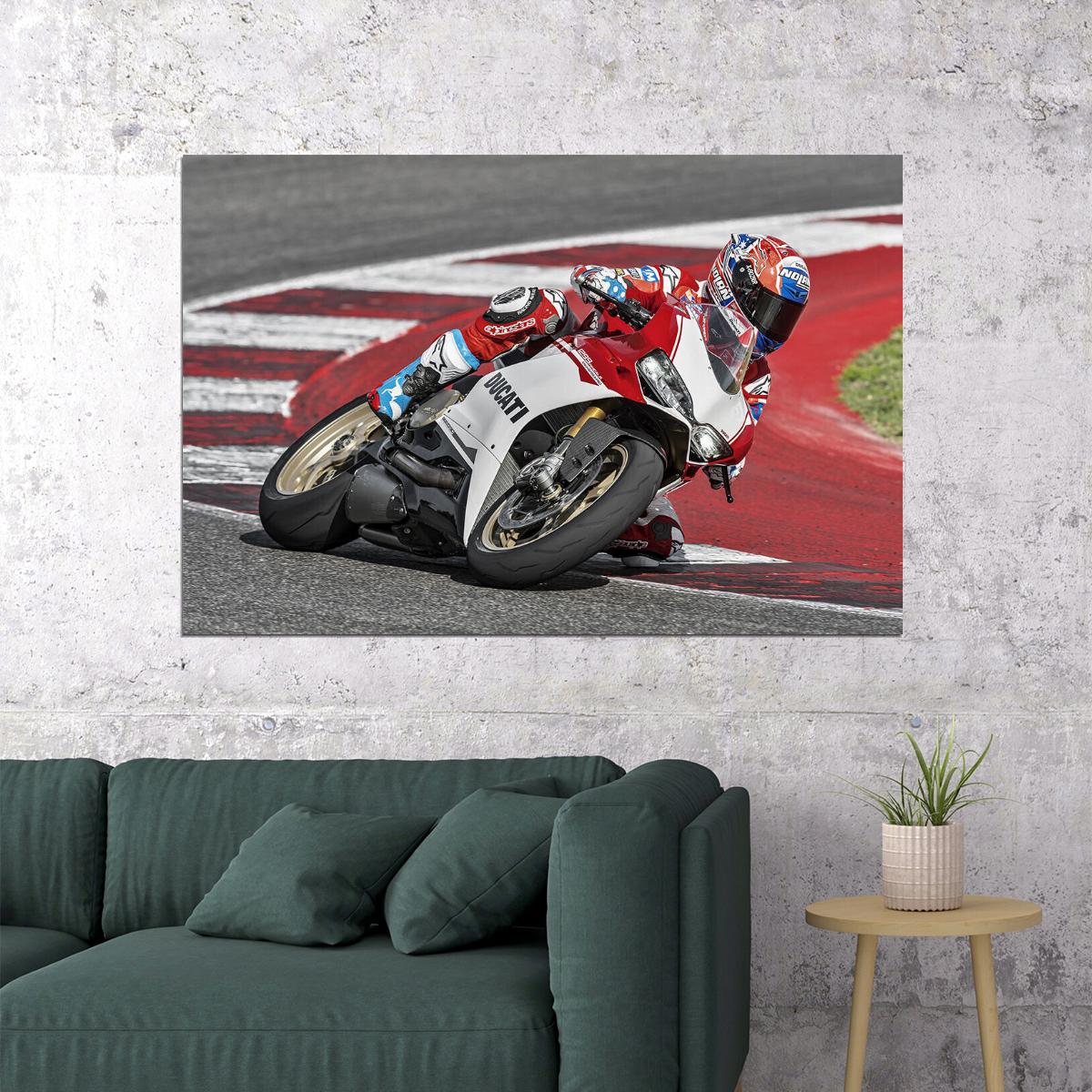 Ducati 1299 Racing Motorcycle Speed Cornering Poster Wall Art Print Home Wall Decor - xonomax