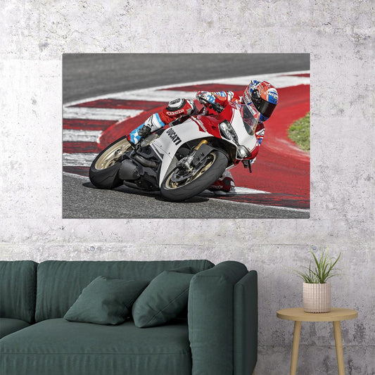 Ducati 1299 Racing Motorcycle Speed Cornering Poster Wall Art Print Home Wall Decor - xonomax