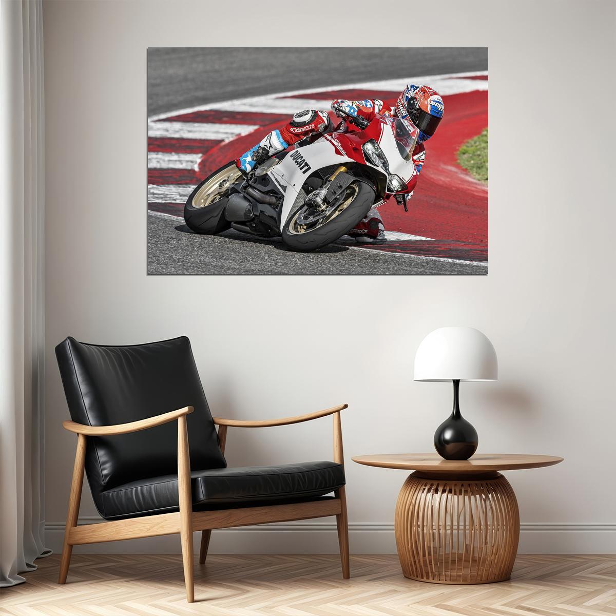 Ducati 1299 Racing Motorcycle Speed Cornering Poster Wall Art Print Home Wall Decor - xonomax