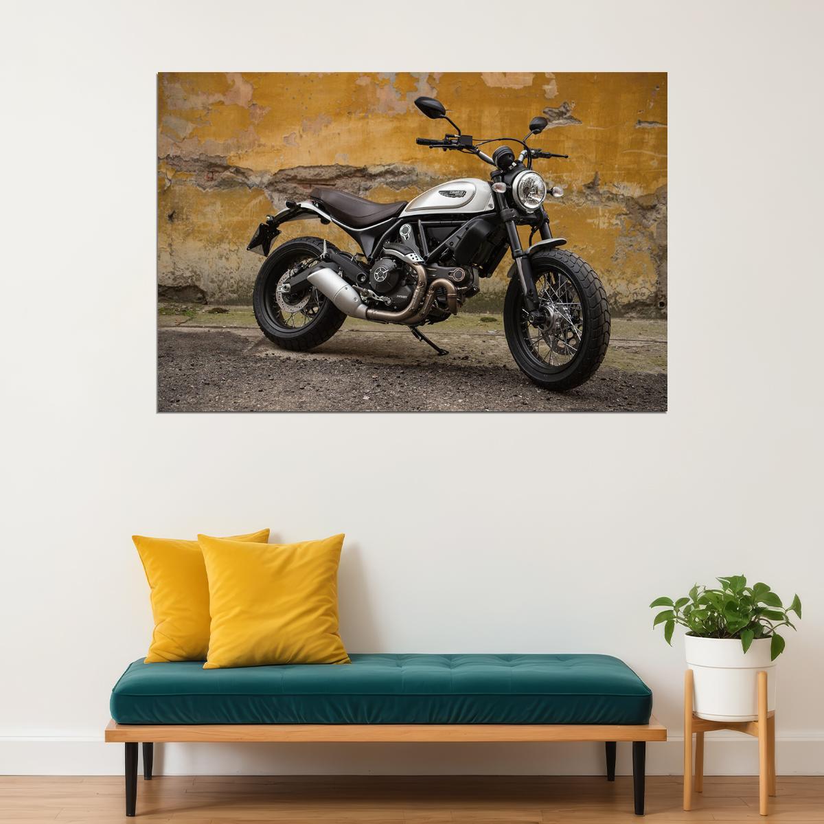 Ducati Scrambler Sports Model Motorcycle Poster Wall Art Print Home Wall Decor - xonomax