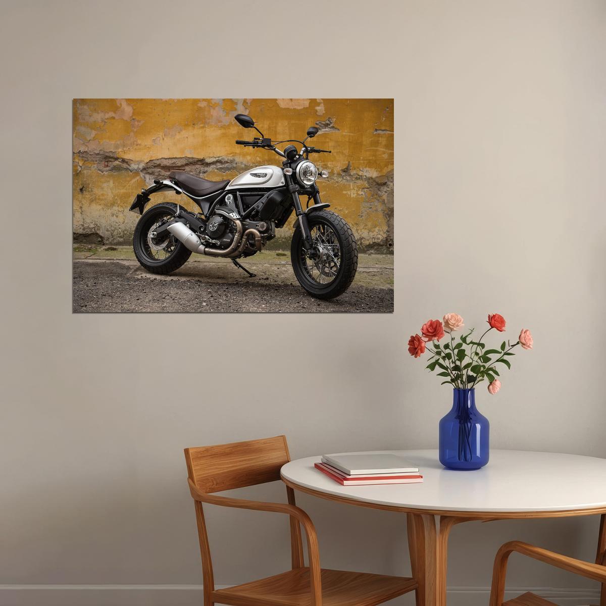 Ducati Scrambler Sports Model Motorcycle Poster Wall Art Print Home Wall Decor - xonomax