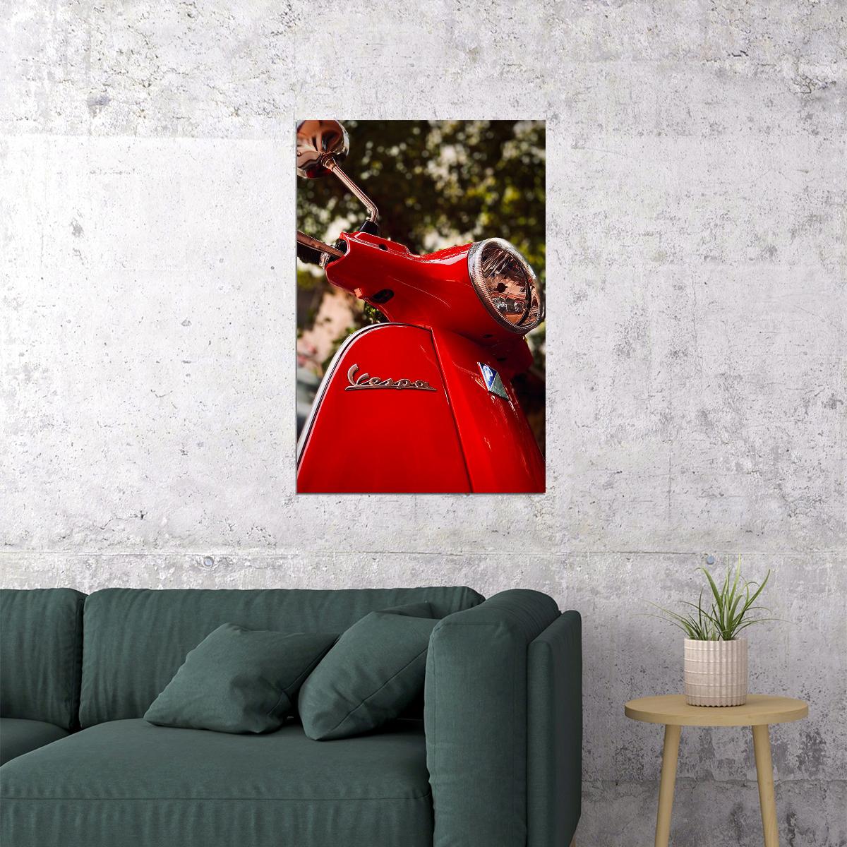 Vespa Red Motor Scooter Old Model Motorcycle Poster Wall Art Print Home Wall Decor - xonomax