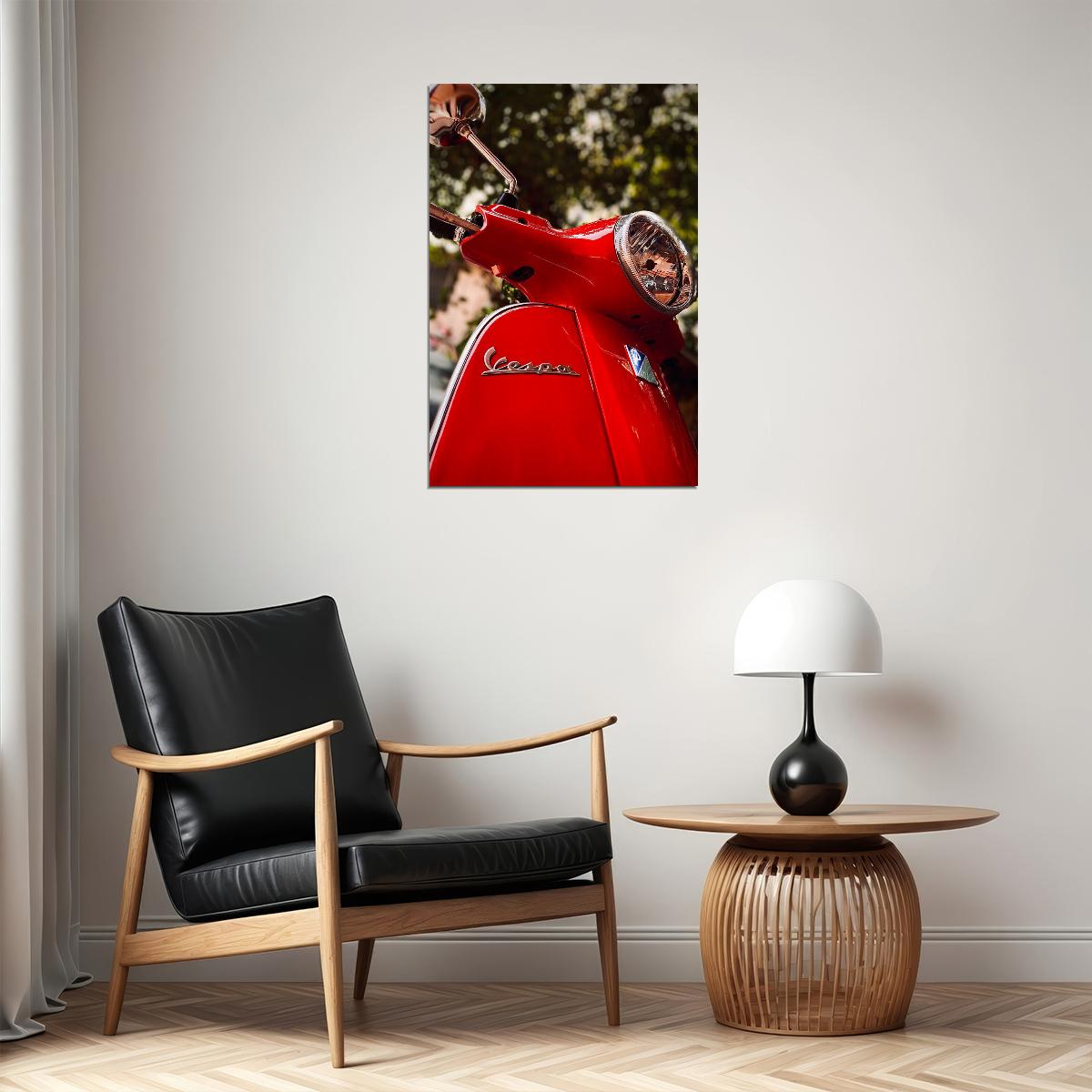 Vespa Red Motor Scooter Old Model Motorcycle Poster Wall Art Print Home Wall Decor - xonomax
