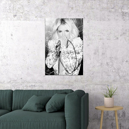 Young Britney Spears Holding Microphone Vintage Poster Wall Art Print Home Wall Decor - xonomax