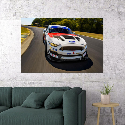 Ford Mustang Gt4 Race Car On Road Poster Wall Art Print Home Wall Decor - xonomax