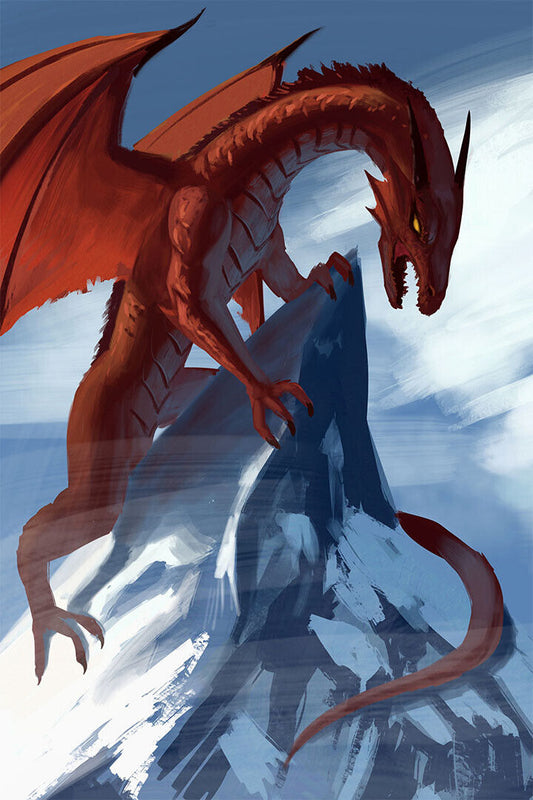 Dragon Mountain Excitement Fantasy Picture Poster Wall Art Print Home Wall Decor - xonomax