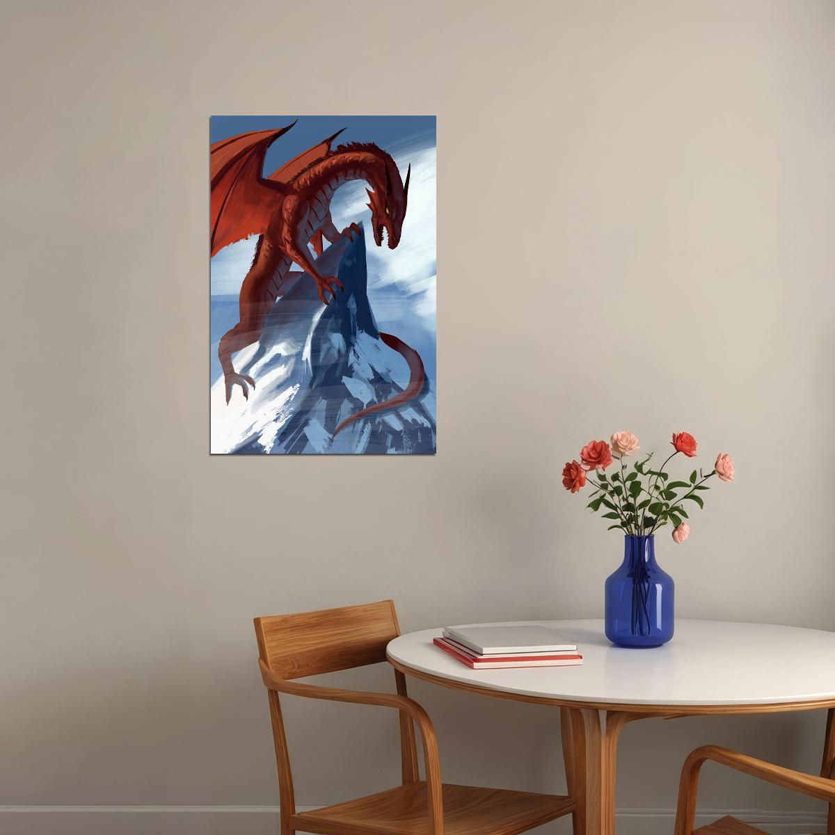 Dragon Mountain Excitement Fantasy Picture Poster Wall Art Print Home Wall Decor - xonomax