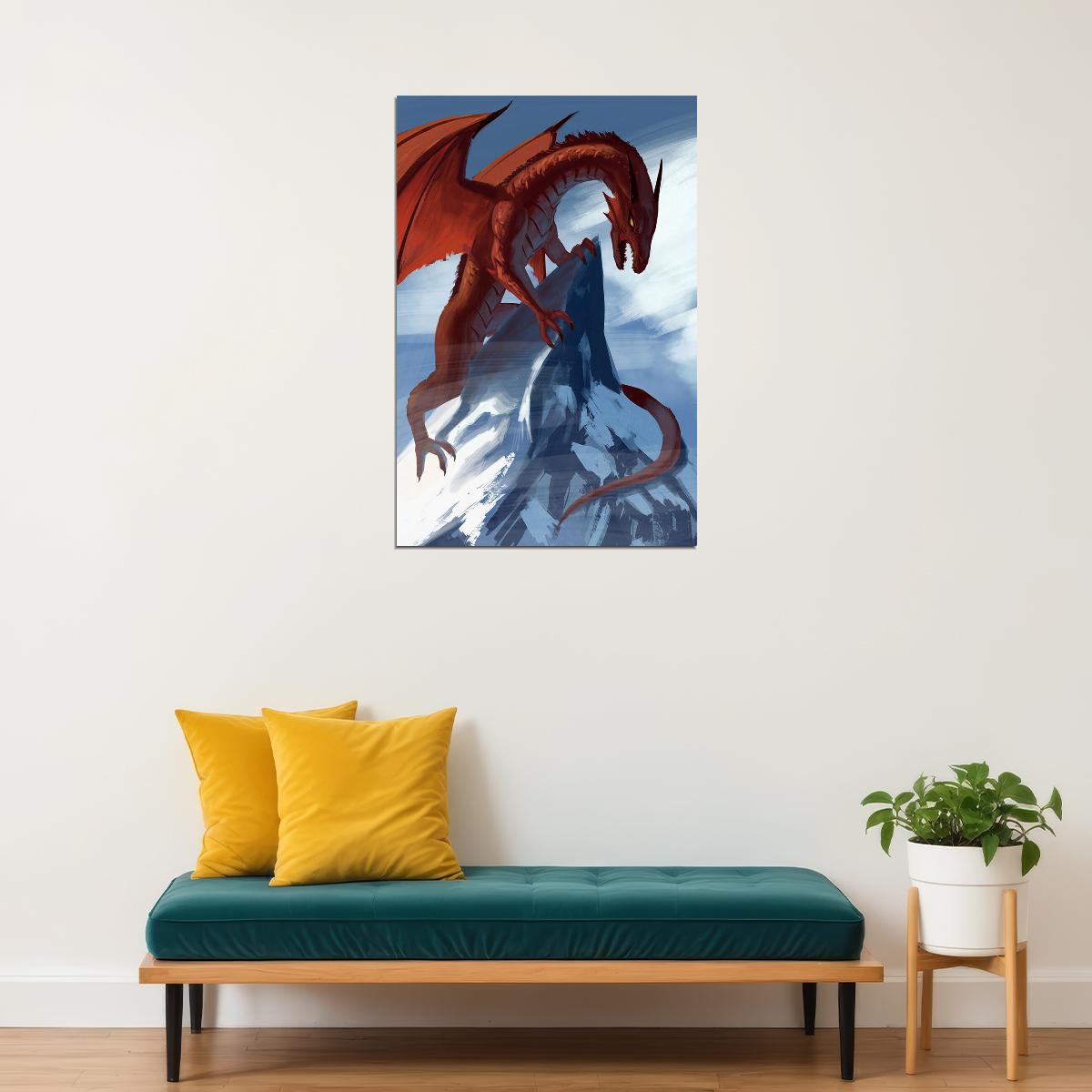 Dragon Mountain Excitement Fantasy Picture Poster Wall Art Print Home Wall Decor