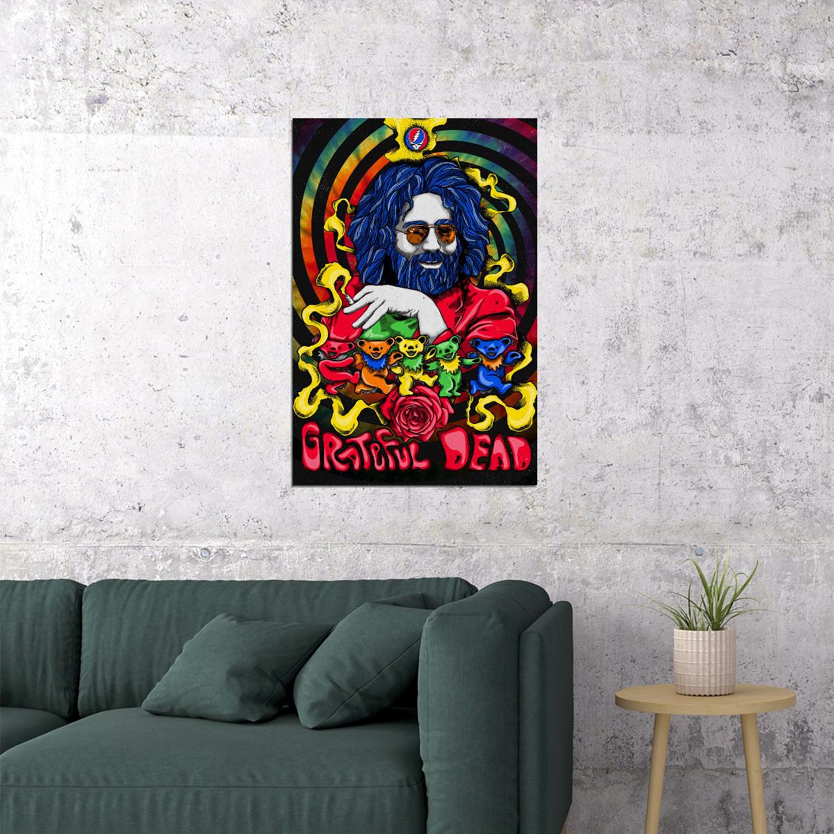 Grateful Dead Skull Tophat Metal Group Poster Wall Art Print Home Wall Decor