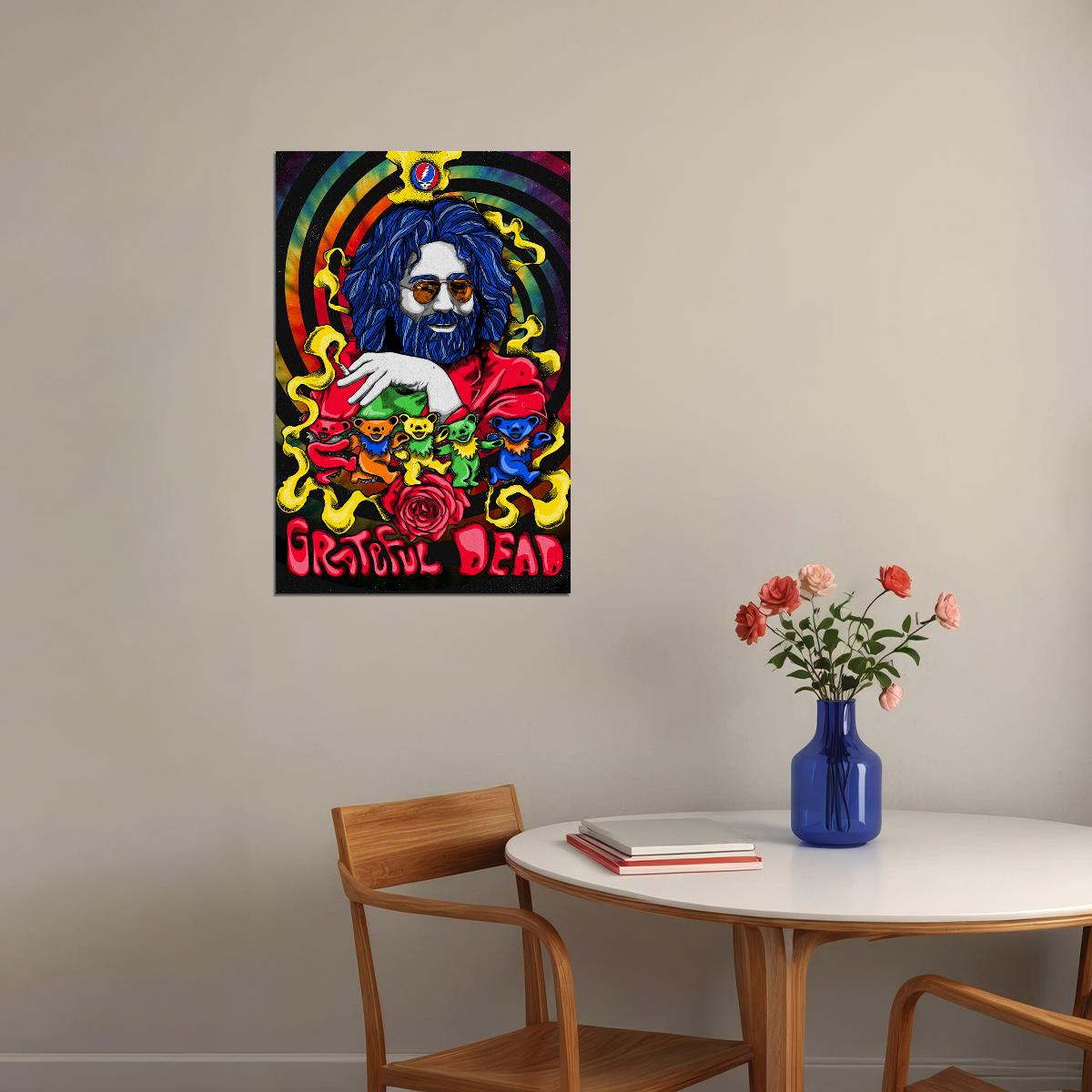 Grateful Dead Skull Tophat Metal Group Poster Wall Art Print Home Wall Decor