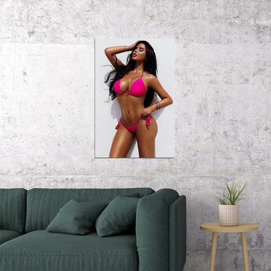 Think Big Sexy Female Model Pink Bikini Photo Poster Wall Art Print Home Wall Decor - xonomax