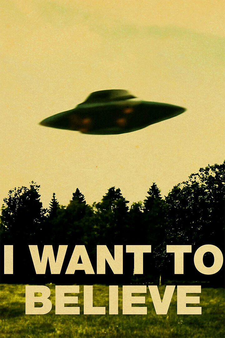 I Believe Ufo Blue Science Fiction Poster Wall Art Print Home Wall Decor