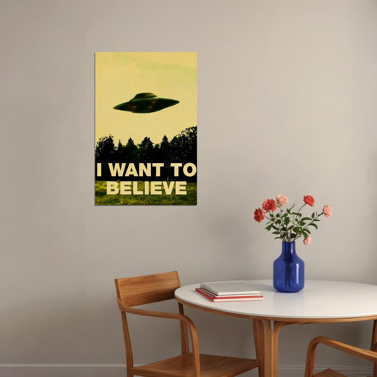 I Believe Ufo Blue Science Fiction Poster Wall Art Print Home Wall Decor