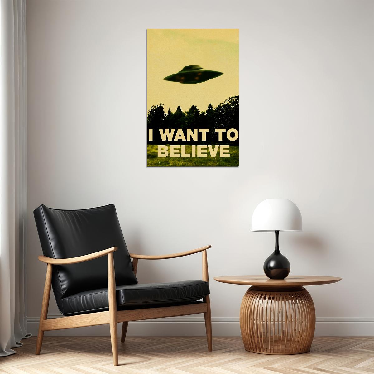 I Believe Ufo Blue Science Fiction Poster Wall Art Print Home Wall Decor