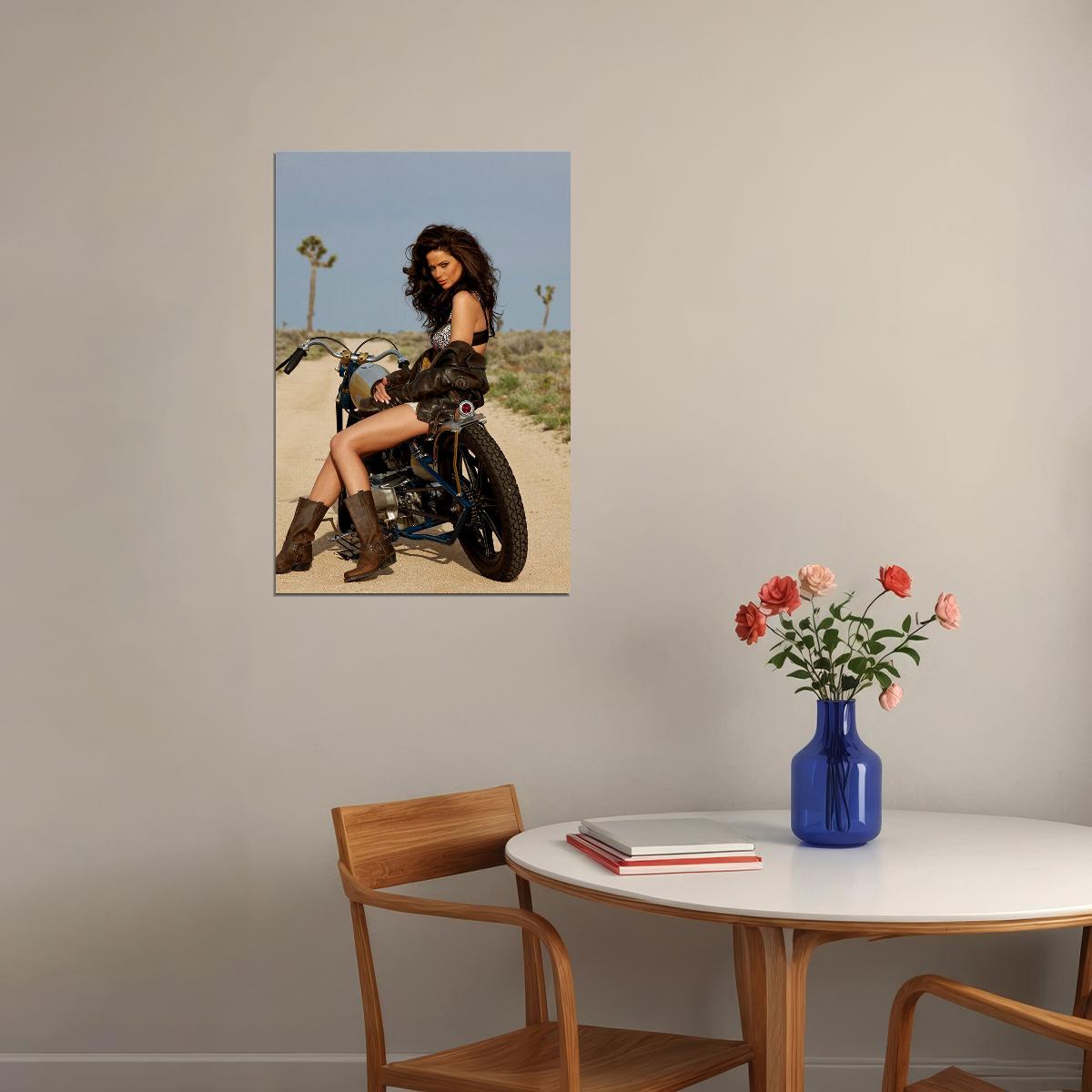 Sexy Female Model With Motorcycle Poster Wall Art Print Home Wall Decor - xonomax