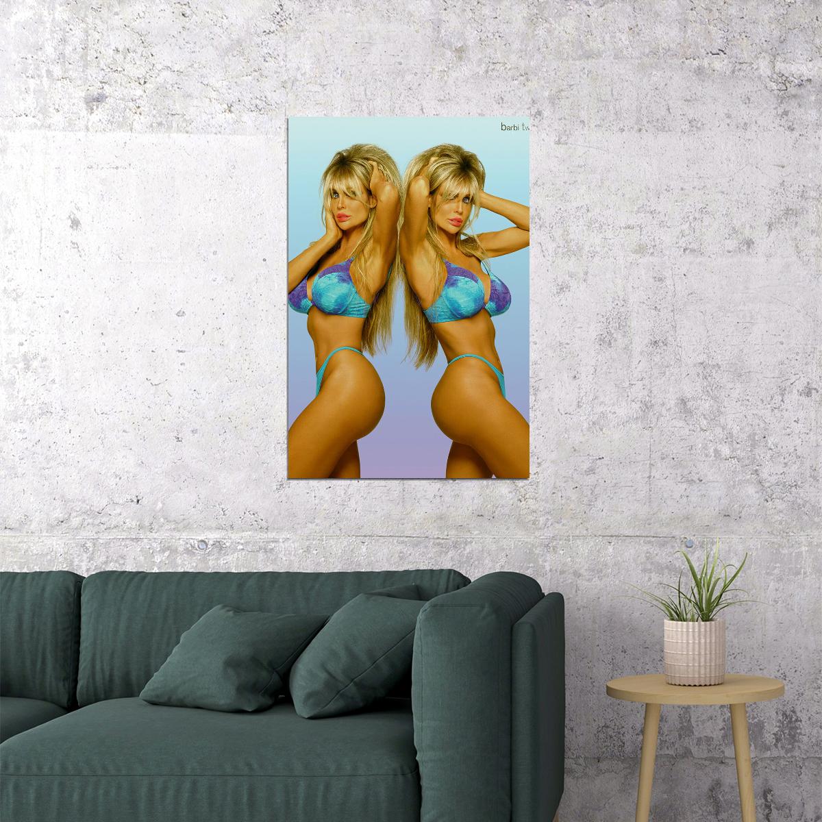 Sexy Female Model Barbie Twins In Bikins Poster Wall Art Print Home Wall Decor - xonomax