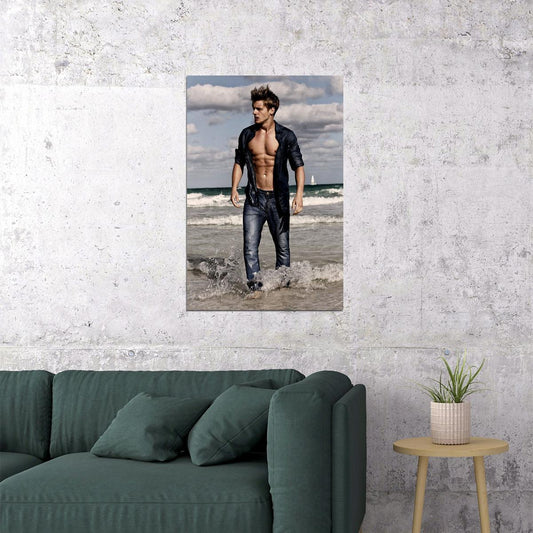 Sexy Male Model Beach Hot Poster Wall Art Print Home Wall Decor - xonomax
