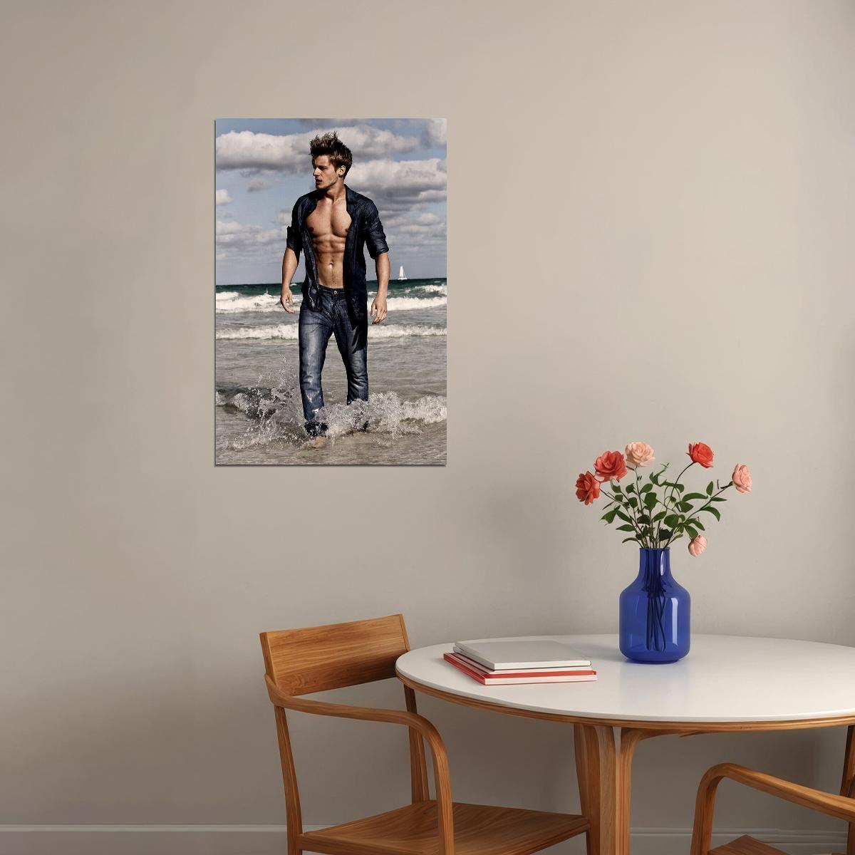 Sexy Male Model Beach Hot Poster Wall Art Print Home Wall Decor - xonomax