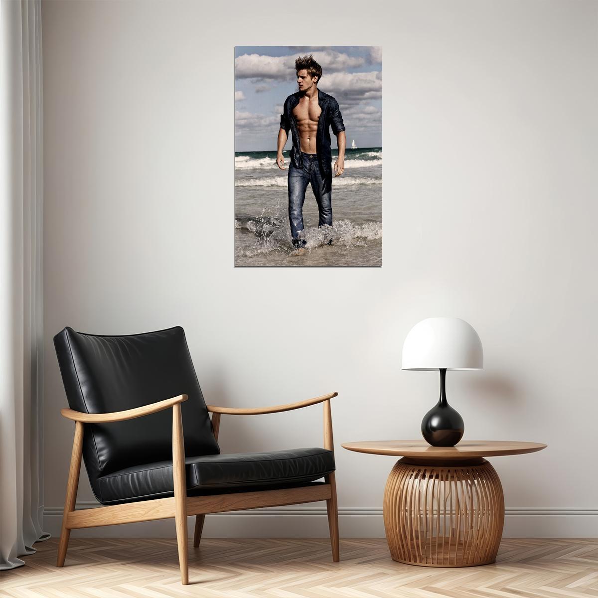 Sexy Male Model Beach Hot Poster Wall Art Print Home Wall Decor - xonomax
