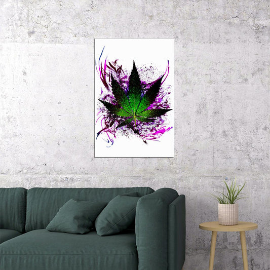 Marijuana Theme High Theme Blackligh Flocked Poster Wall Art Print Home Wall Decor - xonomax