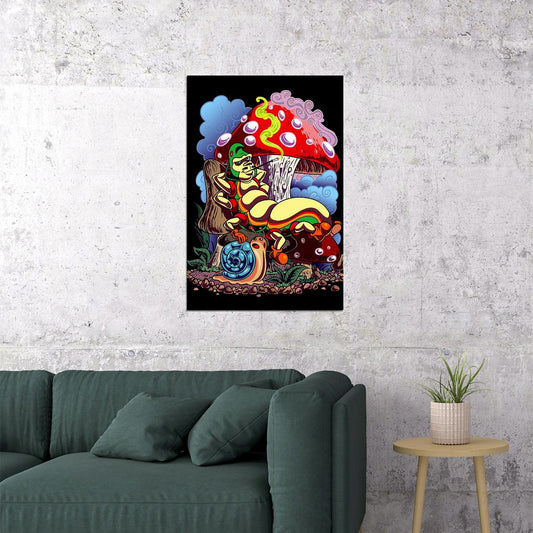 Marijuana Theme Mushroom Factory Poster Wall Art Print Home Wall Decor - xonomax
