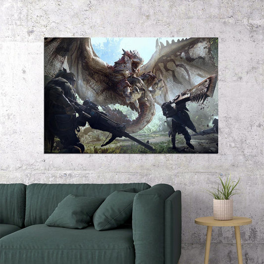 Monster Hunter Moster Fight Tv Video Game Poster Wall Art Print Home Wall Decor - xonomax