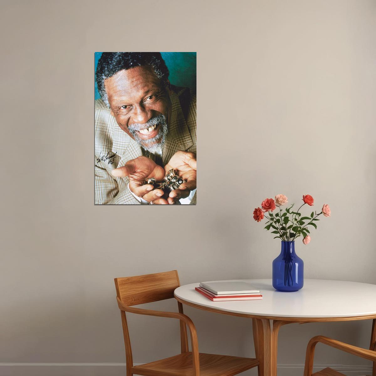 Dunk Block Star Bill Russell Basketball Poster Wall Art Print Home Wall Decor - xonomax